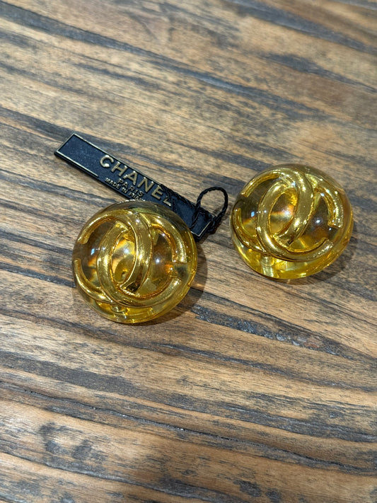 CHANEL vintage earrings Resin Lucite  clip authentic collection 25