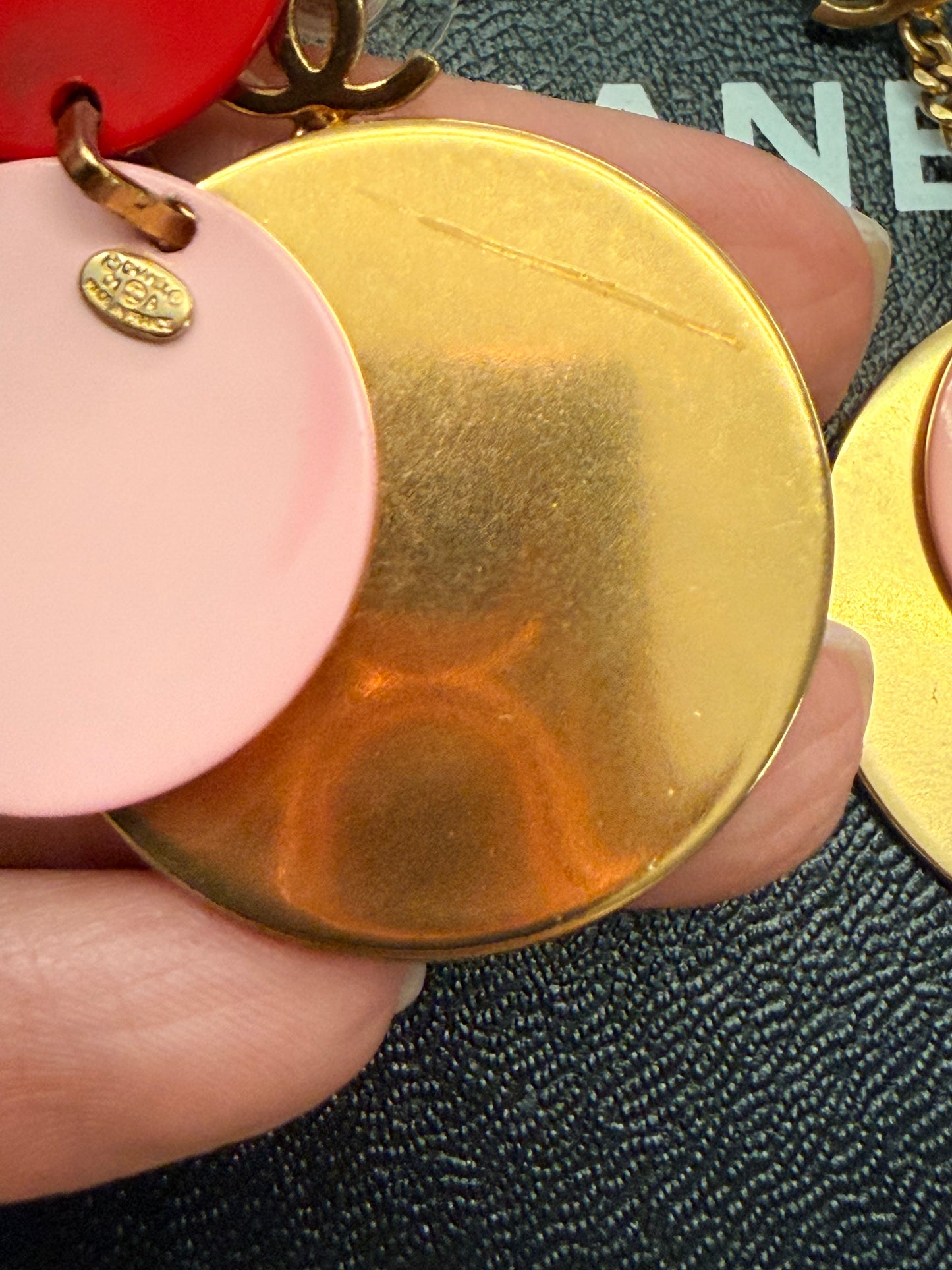 Chanel Gold Pink Red dangle 01A earrings