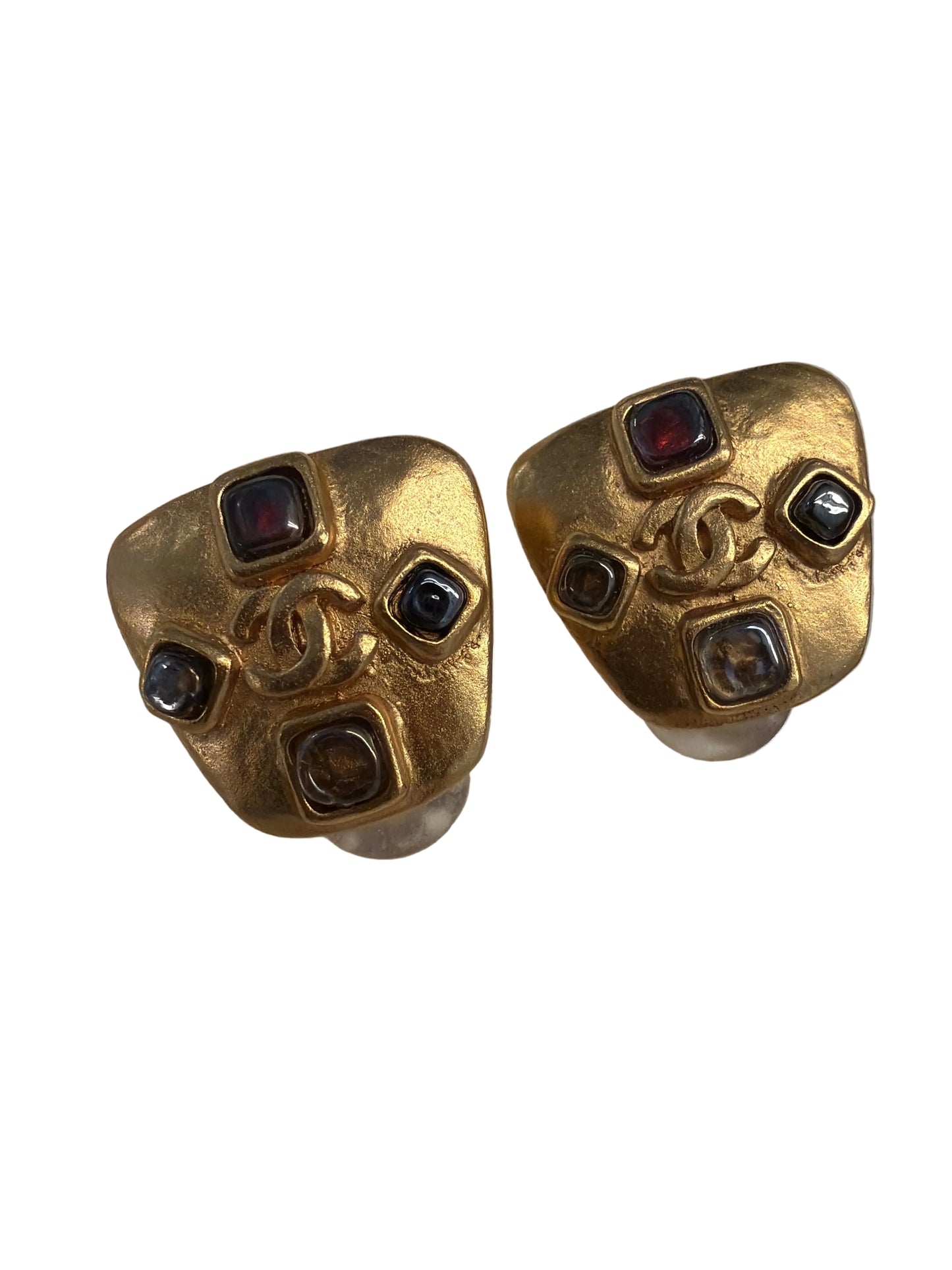 Chanel Coco Mark Gripoix Earrings, Metallic Gold-Tone Metal