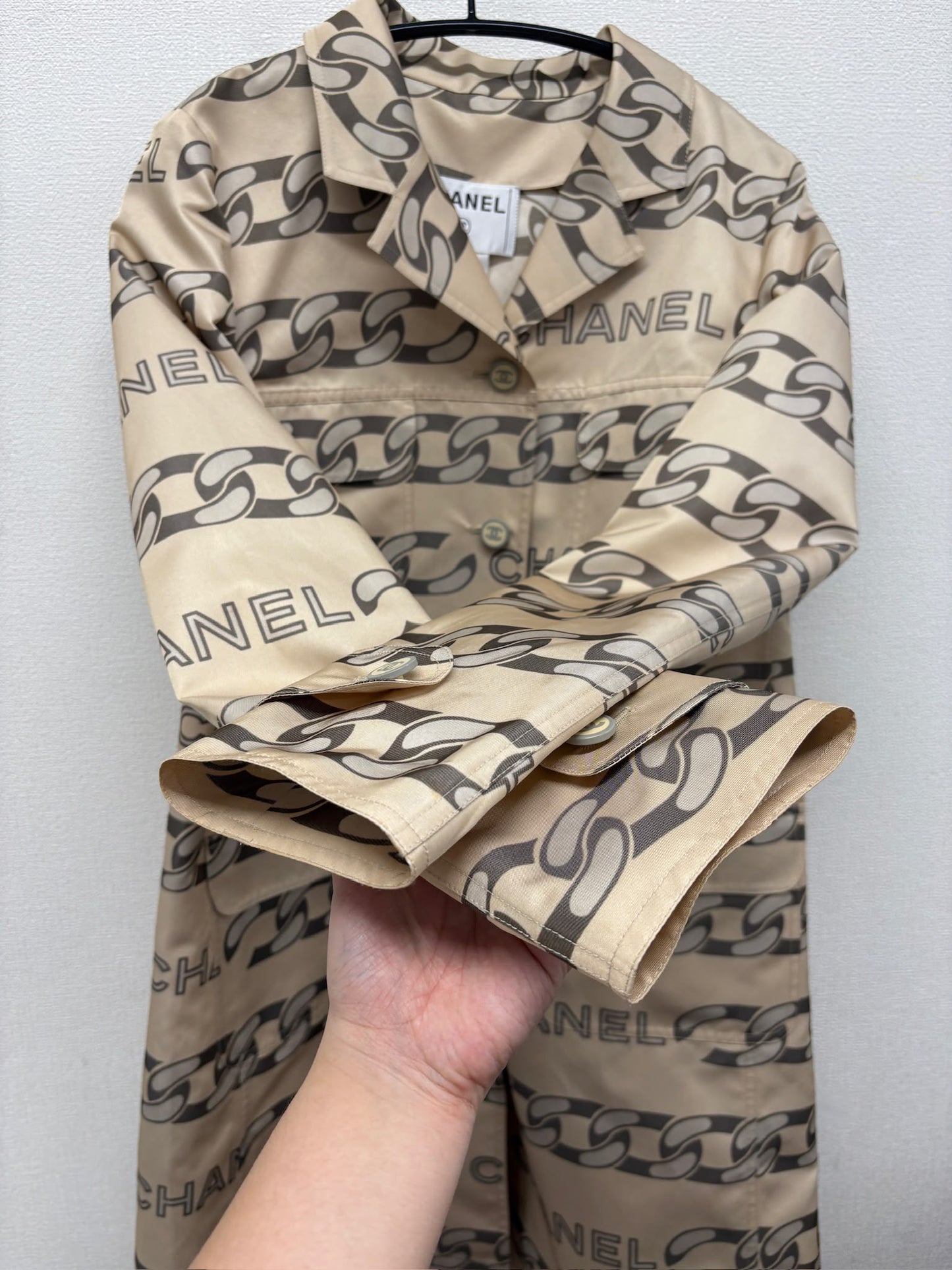 Chanel beige logo trench jacket fr 38
