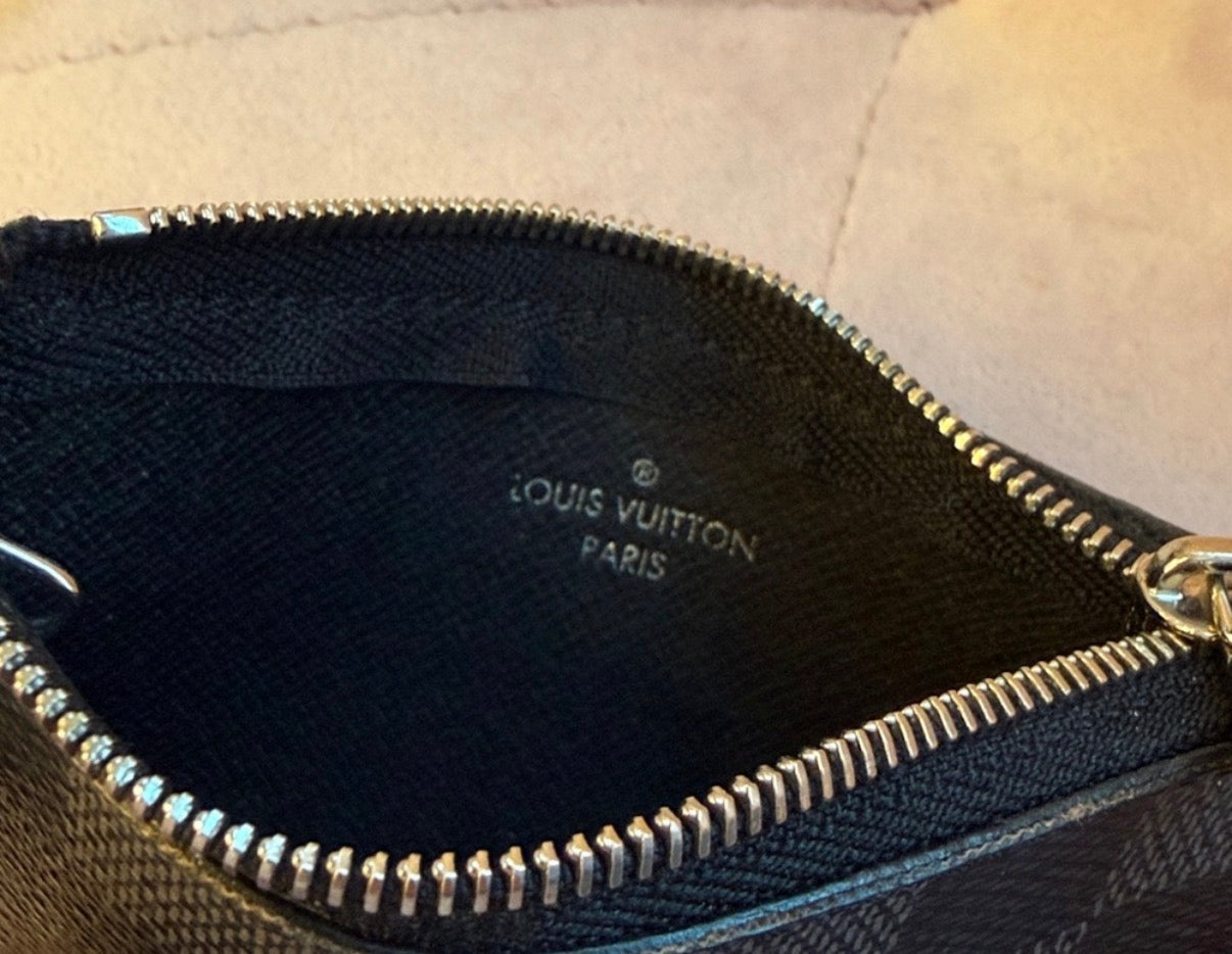 Louis Vuitton Black and Gray Damier Key Cles Pouch
