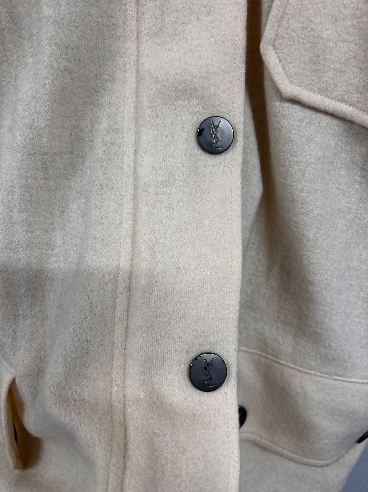 YSL Beige Logo Button hoodie jacket size L