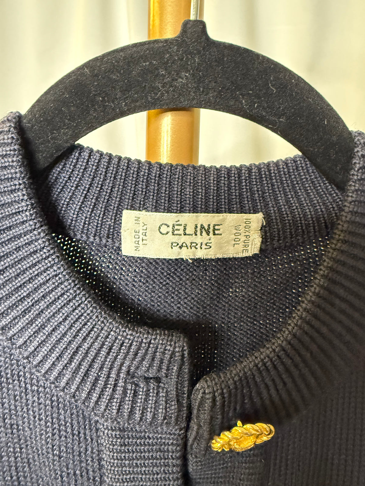 Celine Navy sweater with gold buttons size 40