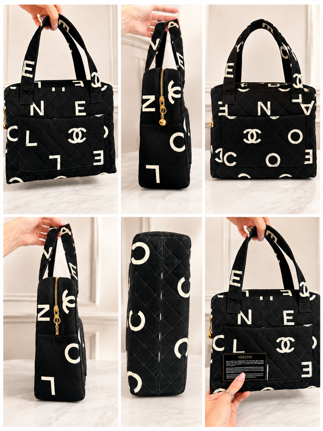Chanel Alphabet all over logo canvas Tote