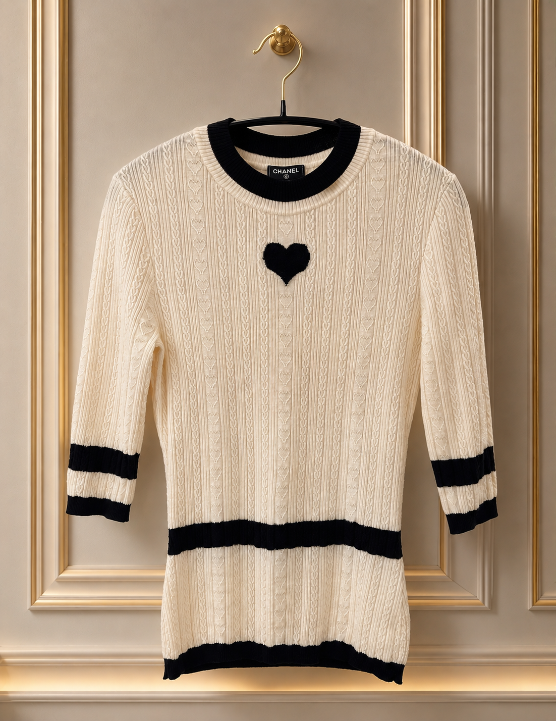 Chanel Beige sweater with heart detail Fr 38