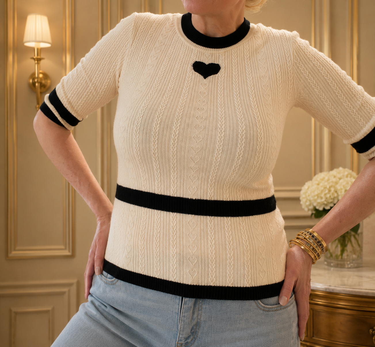 Chanel Beige sweater with heart detail Fr 38