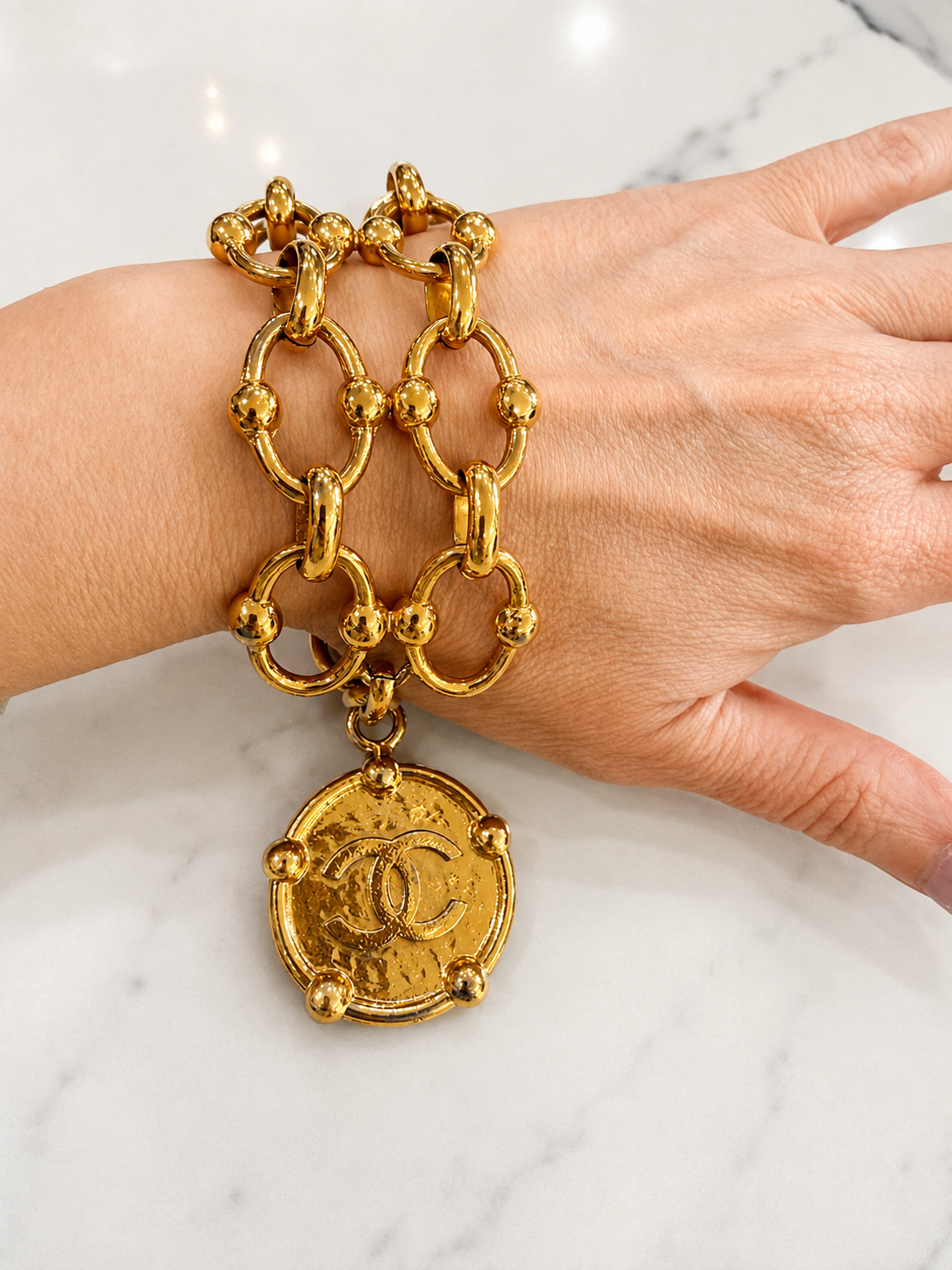 Chanel collection 25 24K gold plated bracelet