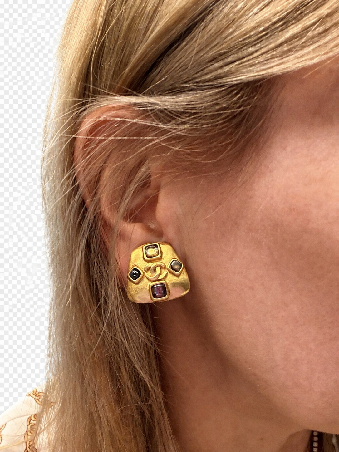 Chanel Coco Mark Gripoix Earrings, Metallic Gold-Tone Metal