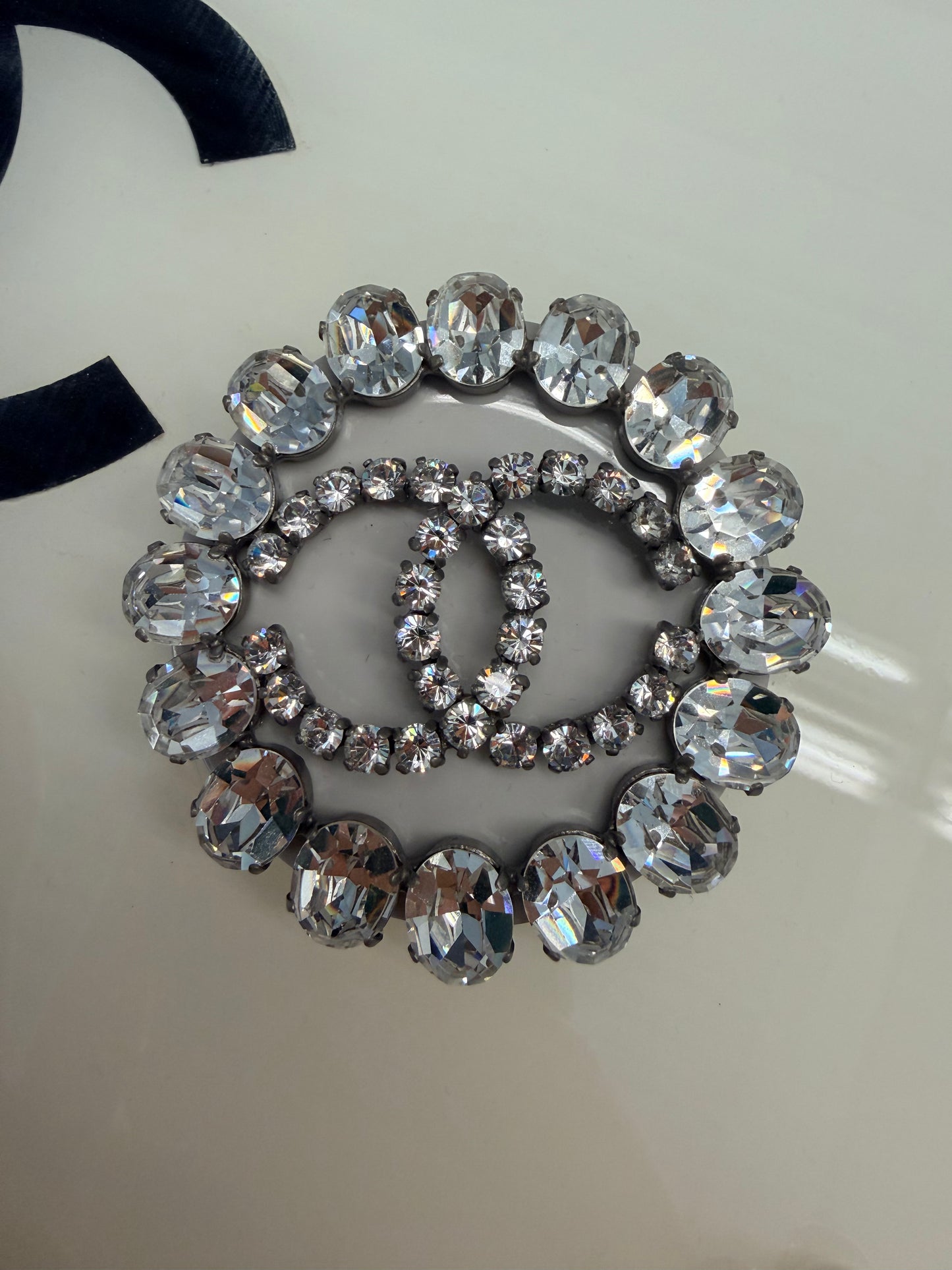Chanel XL Brooch Metal Crystal Silver 00A Brooch or Pendant