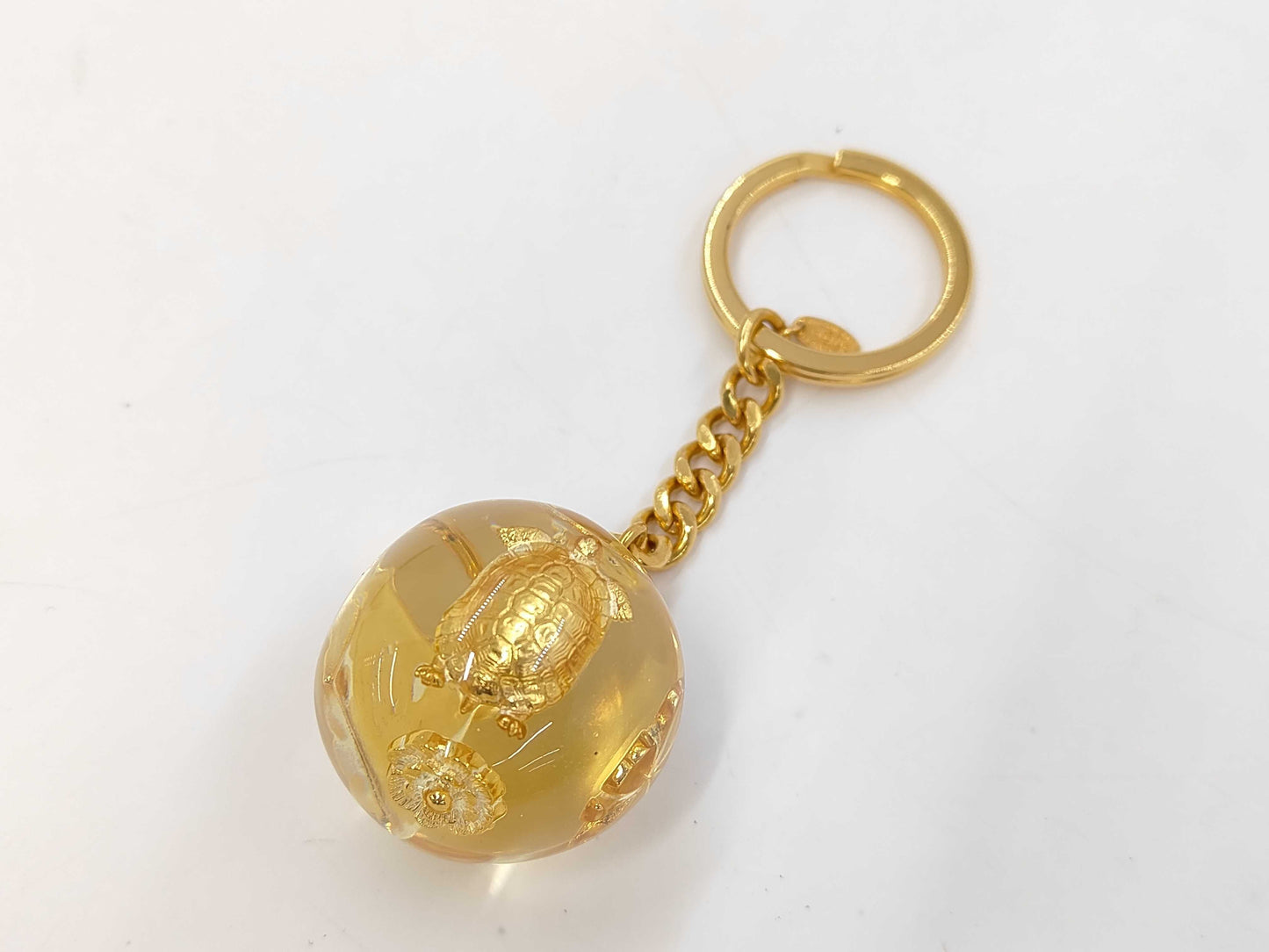 Chanel 97p Coco Mark Camellia Bag Clover Tortoise Key Ring Charm