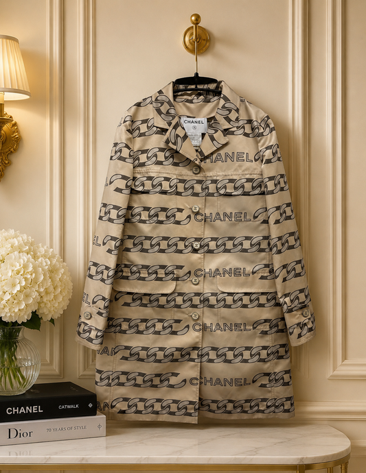 Chanel beige logo trench jacket fr 38