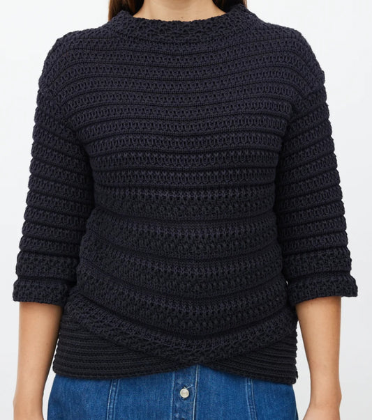 Chanel Spring 2011 Black Crochet 3/4 Sleeve Sweater FR 40