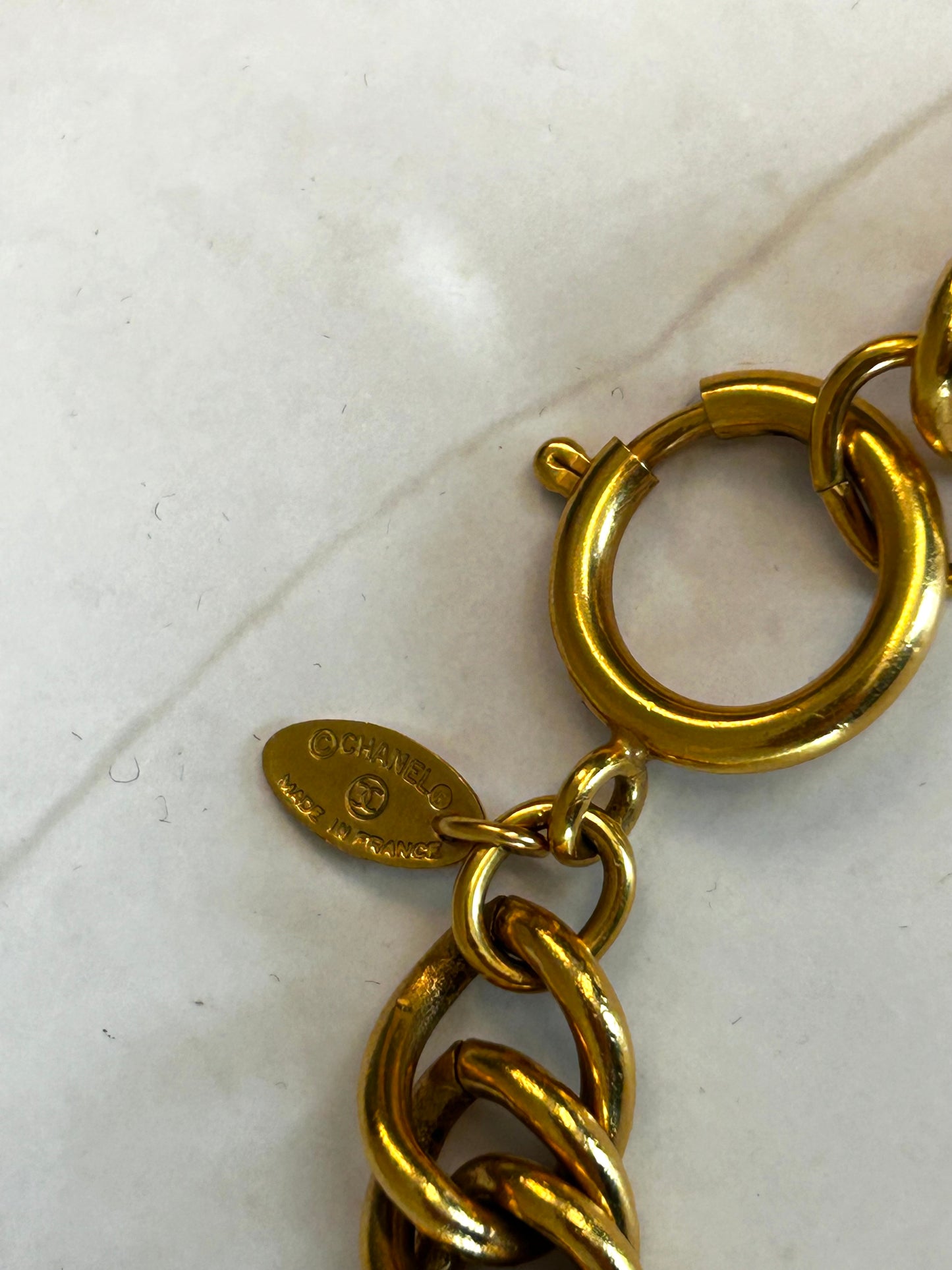 Chanel Vintage Gold Quilted Charm Choker