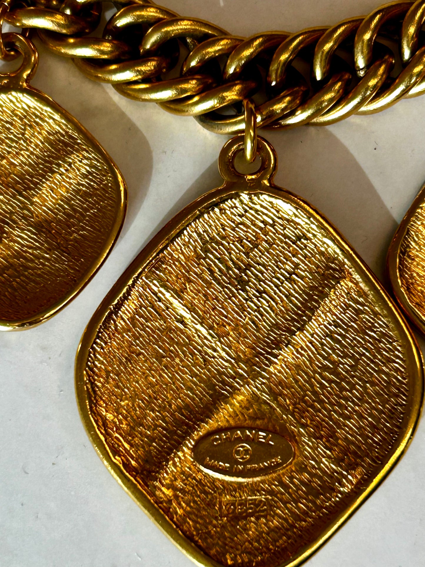 Chanel Vintage Gold Quilted Charm Choker