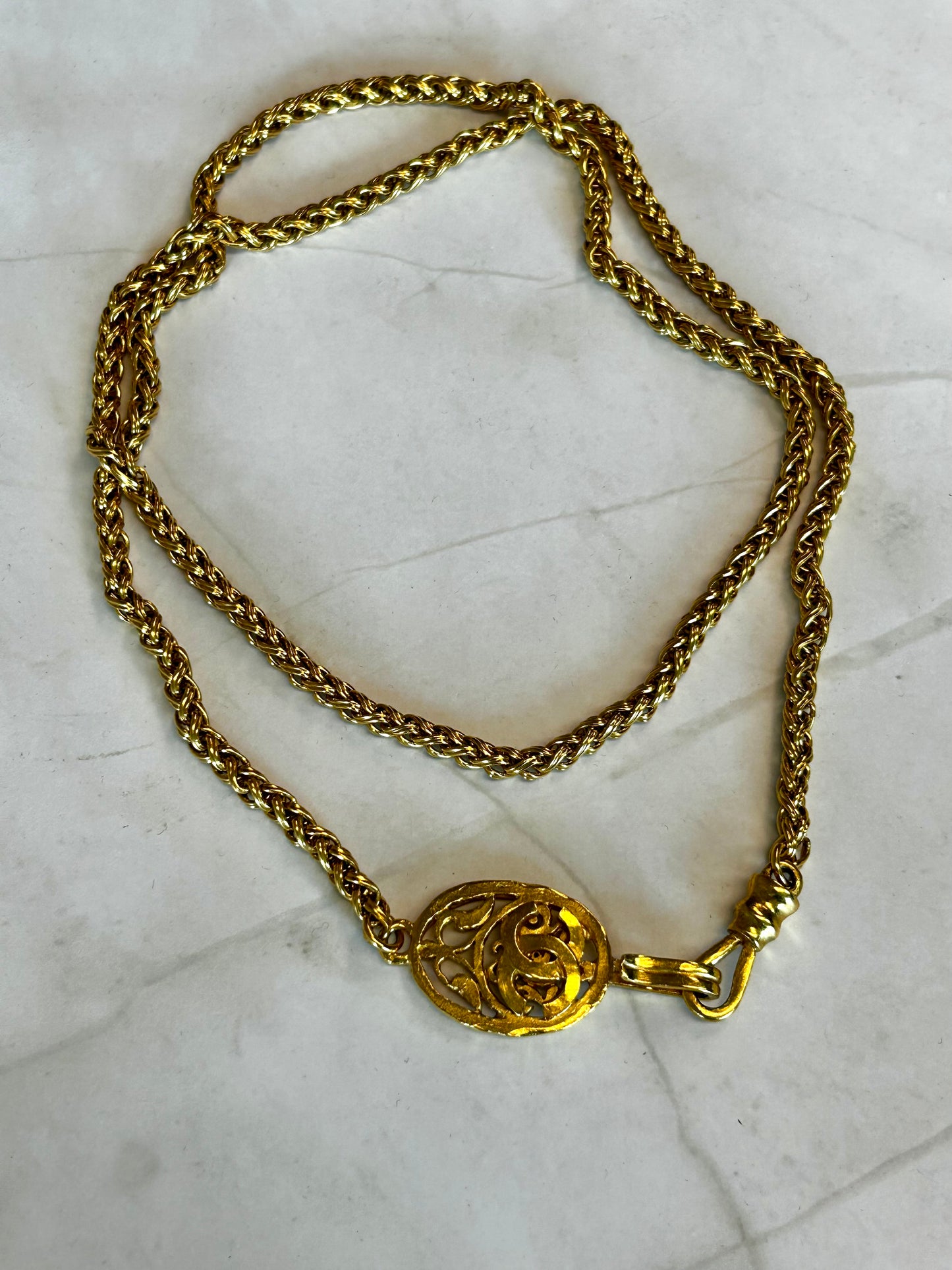 Chanel 24k gold plated necklace / Belt 35" from 95A