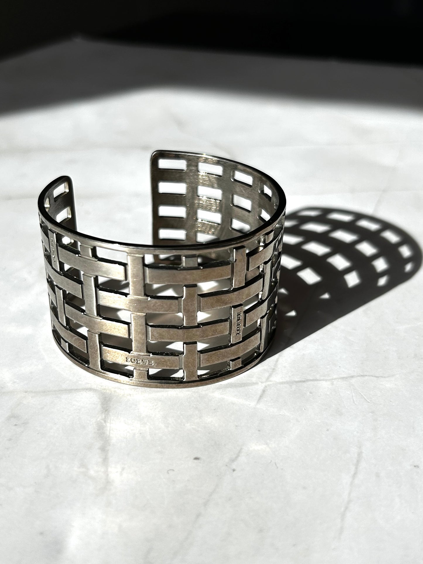 Loewe Plaid Silver Bangle Wide