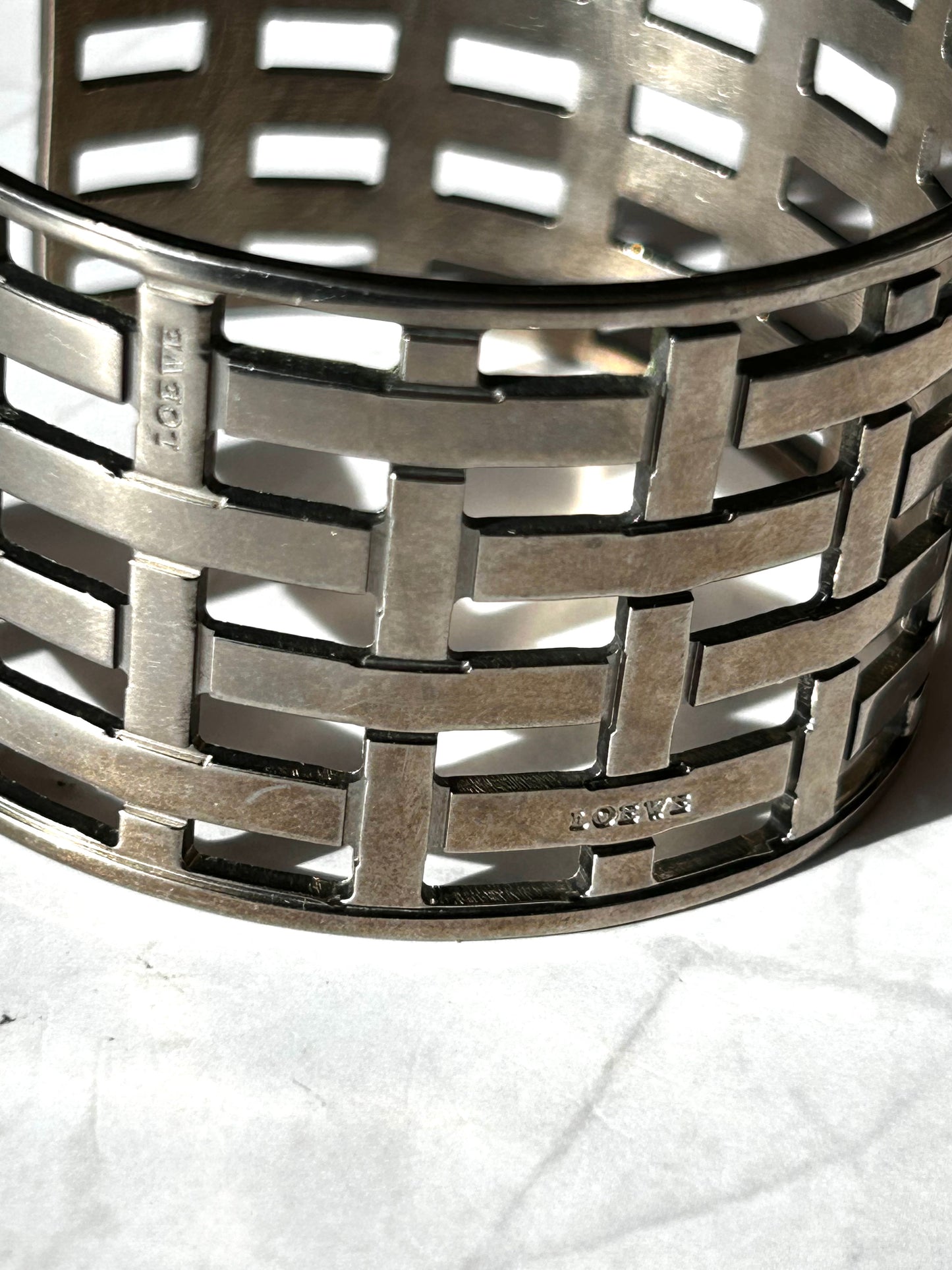 Loewe Plaid Silver Bangle Wide