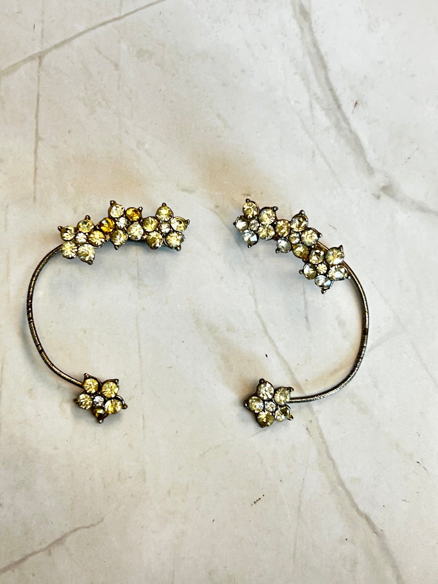 Vintage Rhinestone Earrings Cuff Wrap
