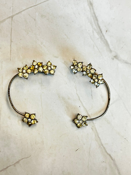 Vintage Rhinestone Earrings Cuff Wrap