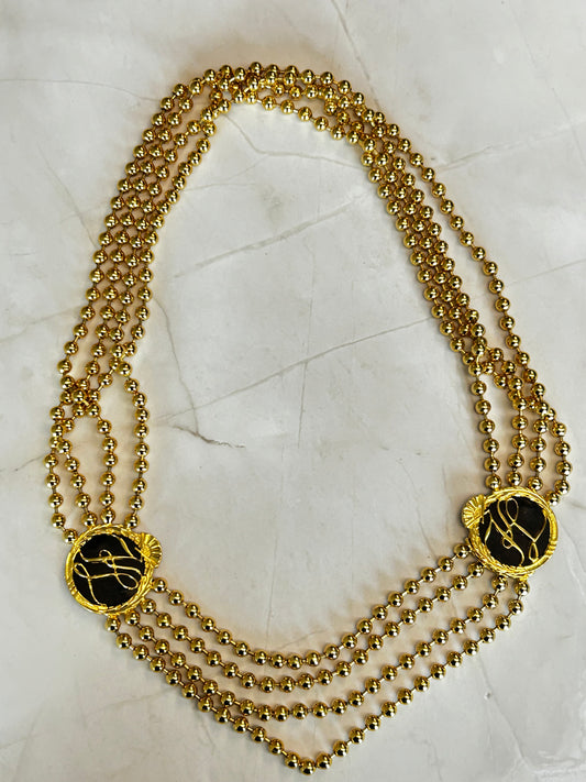 Vintage Karl Lagerfelt multi-strand Beaded Belt or necklace with logo buckles