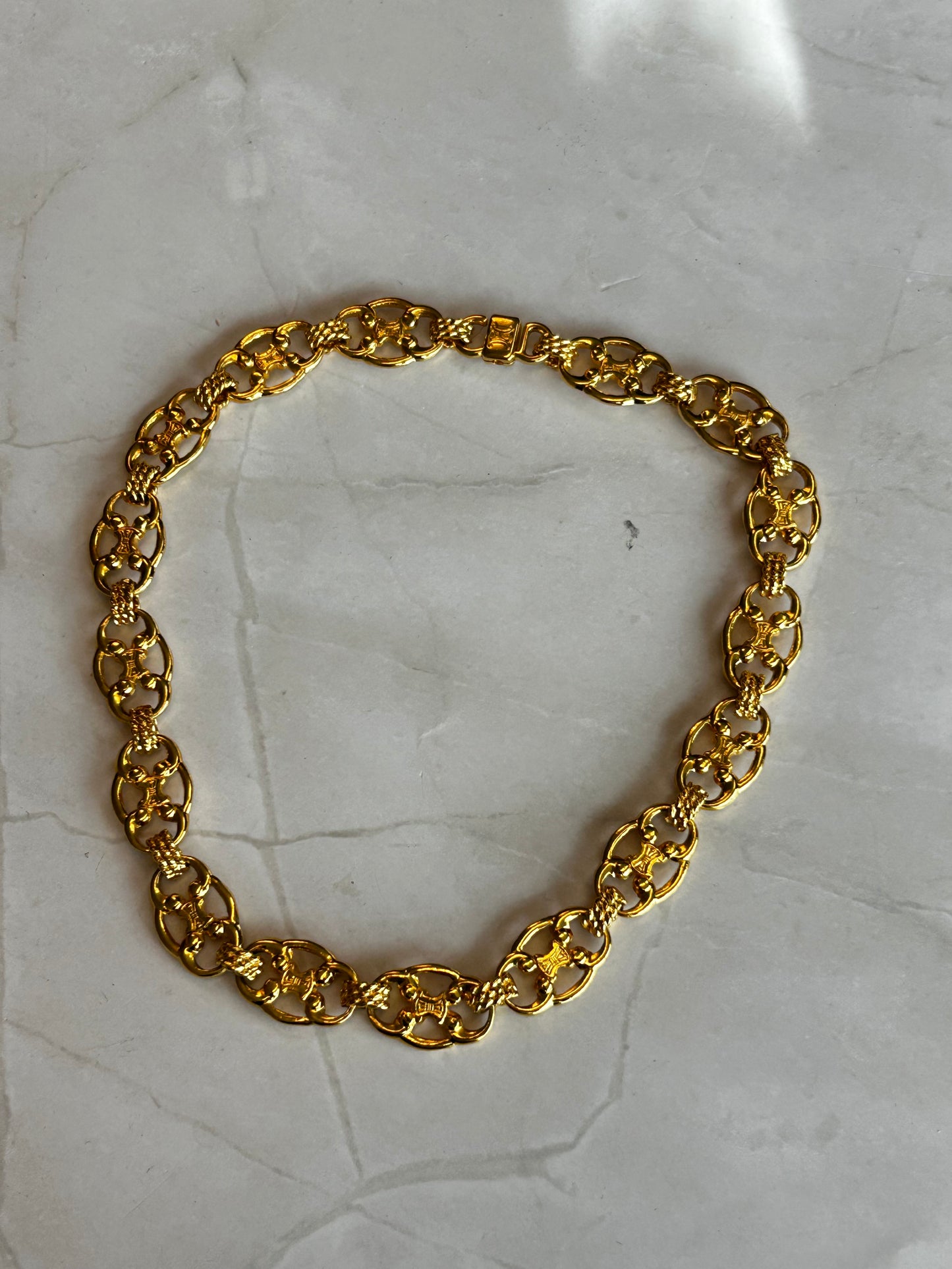 Celine Triomphe Link Necklace likely 14K YG plated