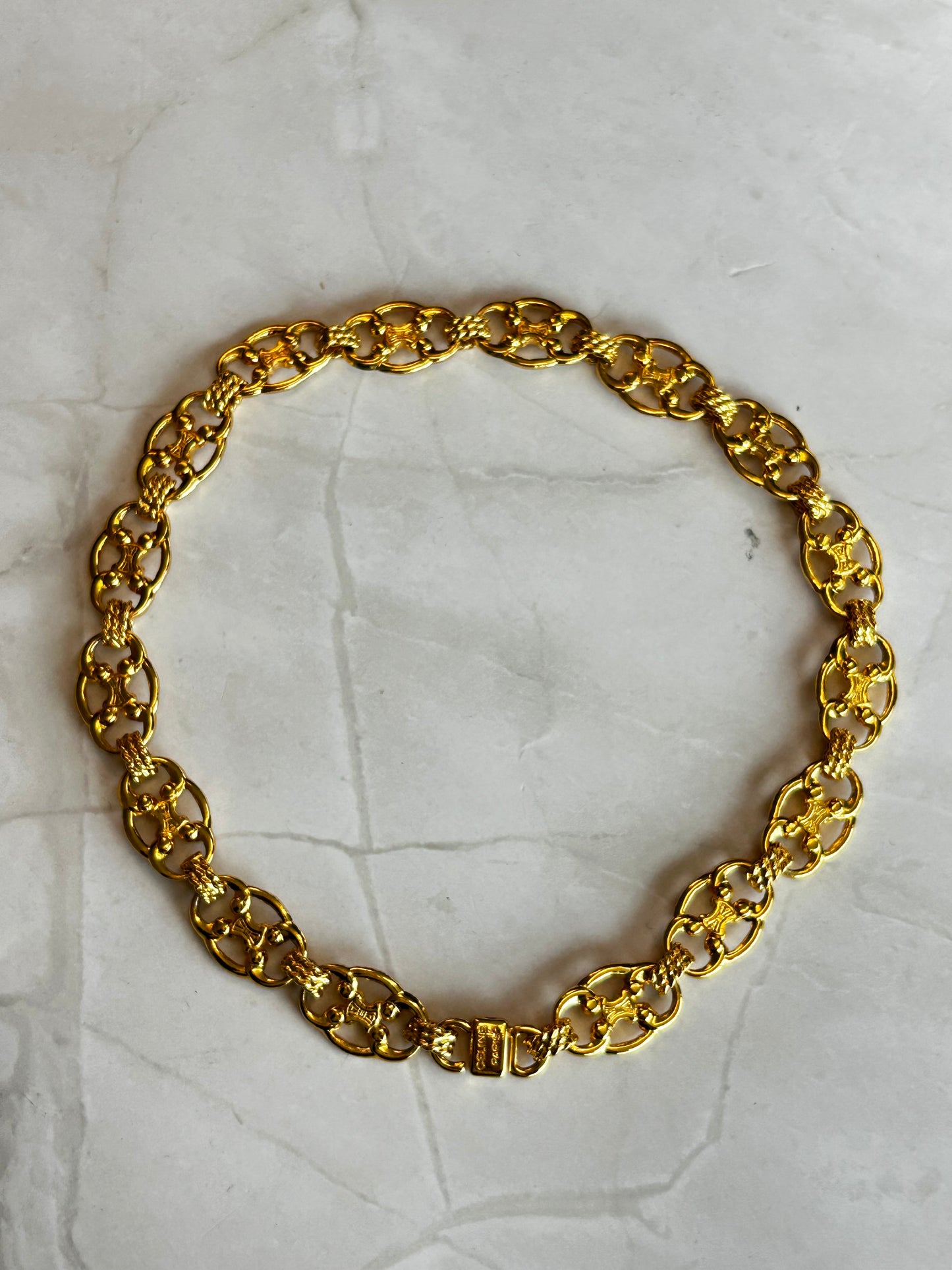 Celine Triomphe Link Necklace likely 14K YG plated