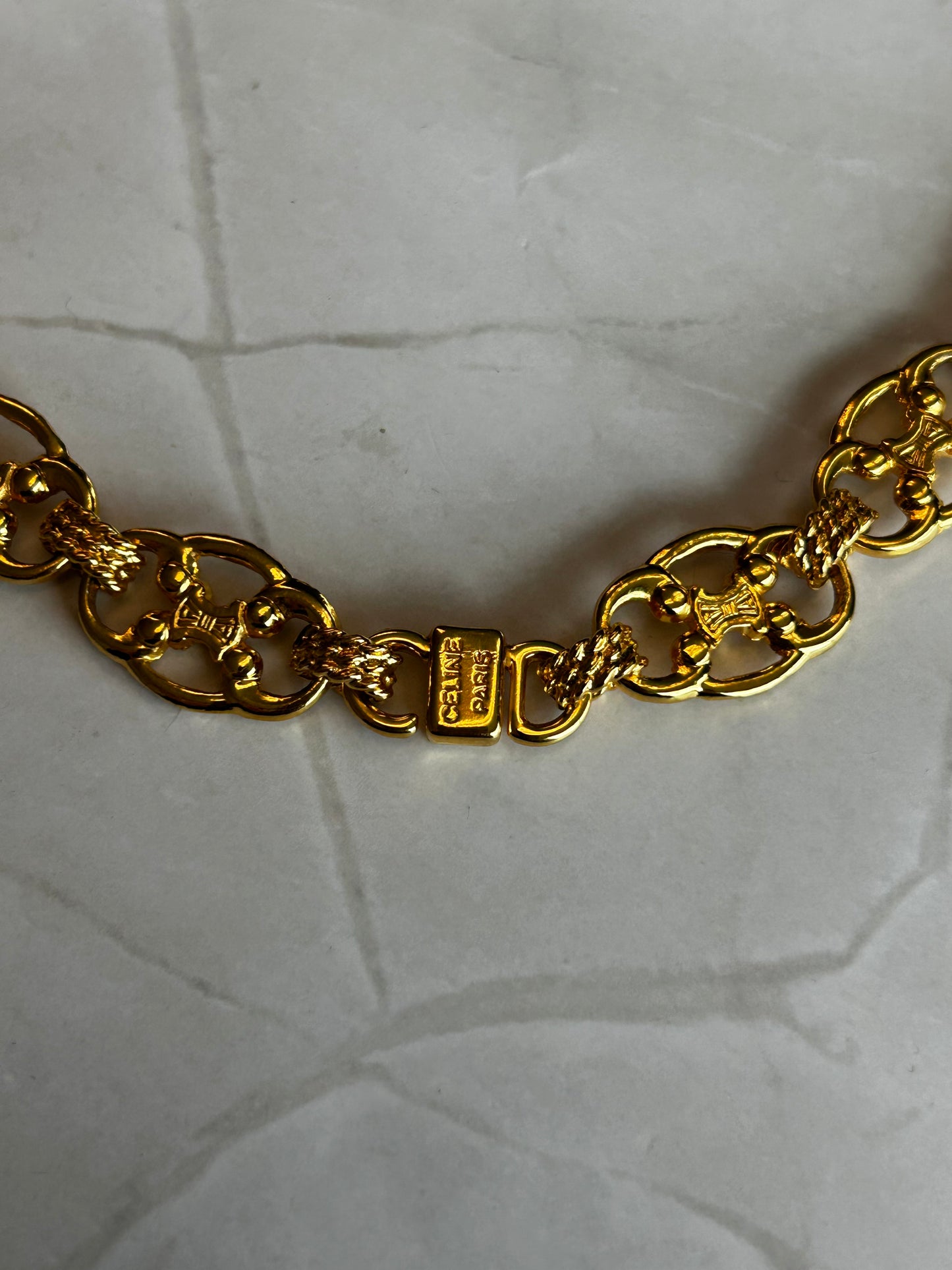 Celine Triomphe Link Necklace likely 14K YG plated
