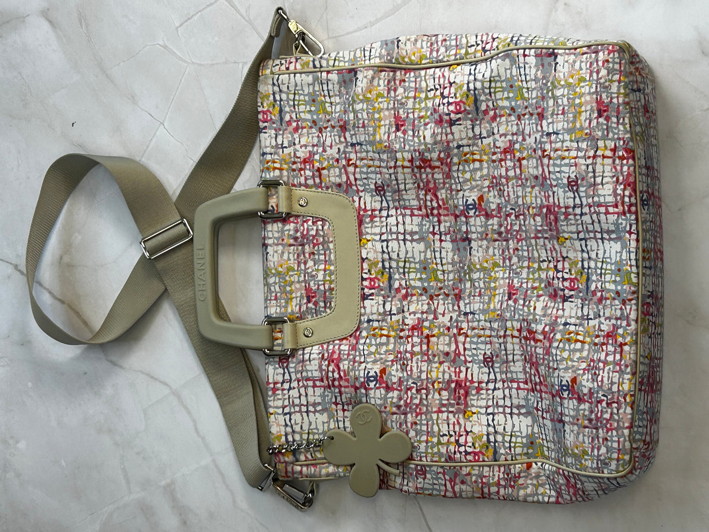 CHANEL Multicolor canvas clover tote bag