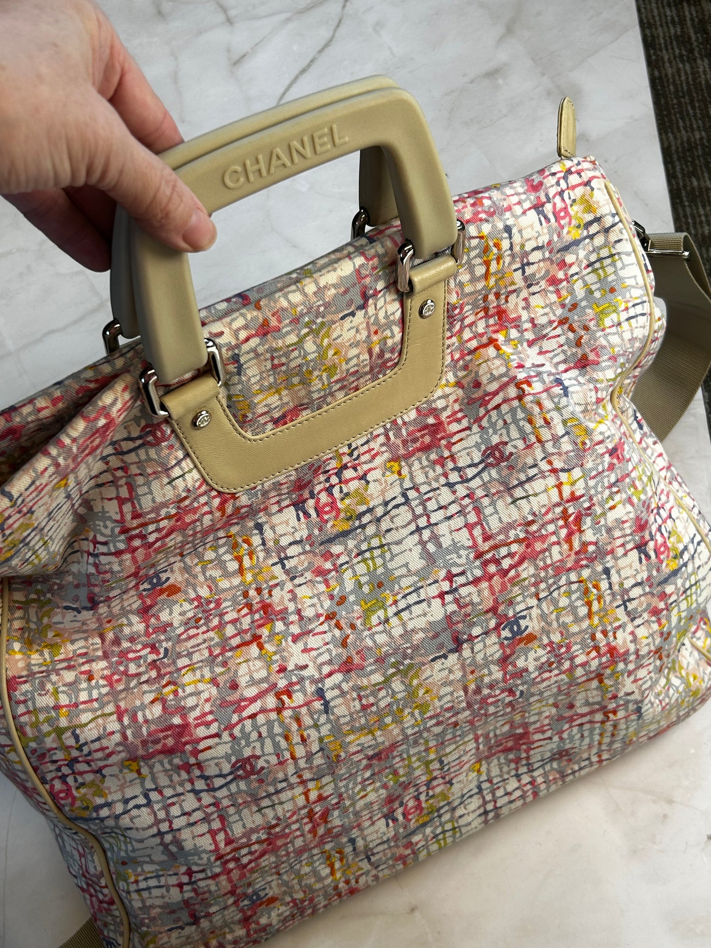 CHANEL Multicolor canvas clover tote bag
