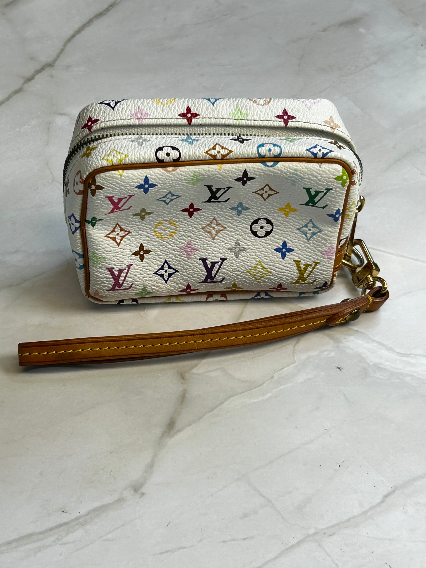 Murakami Multicolor Monogram Pochette Wristlet – White