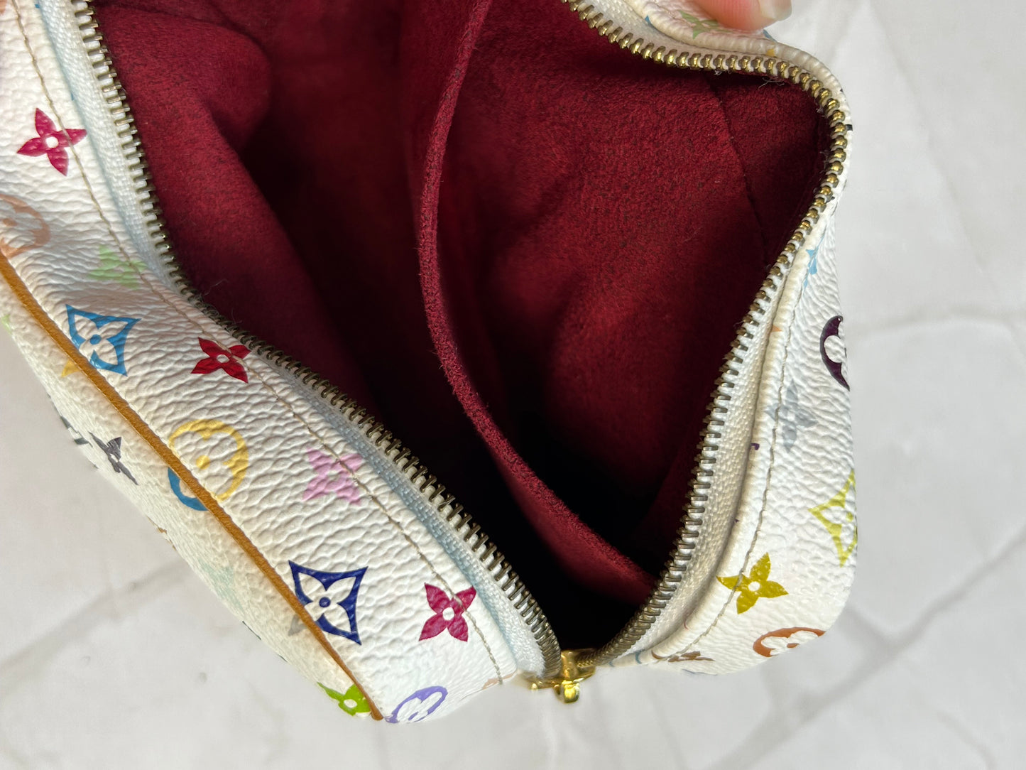 Murakami Multicolor Monogram Pochette Wristlet – White