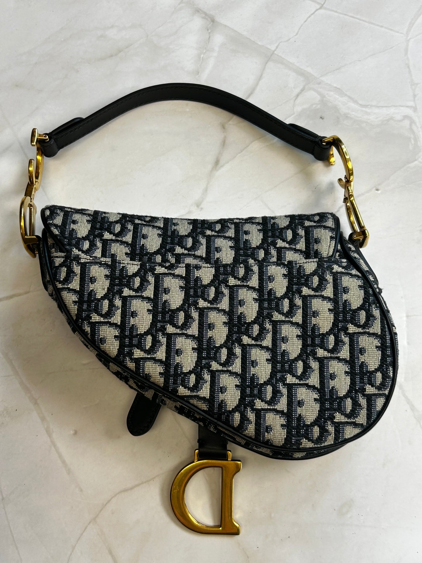 Mini Dior Saddle Bag Oblique Jacquard Black Gold Hardware