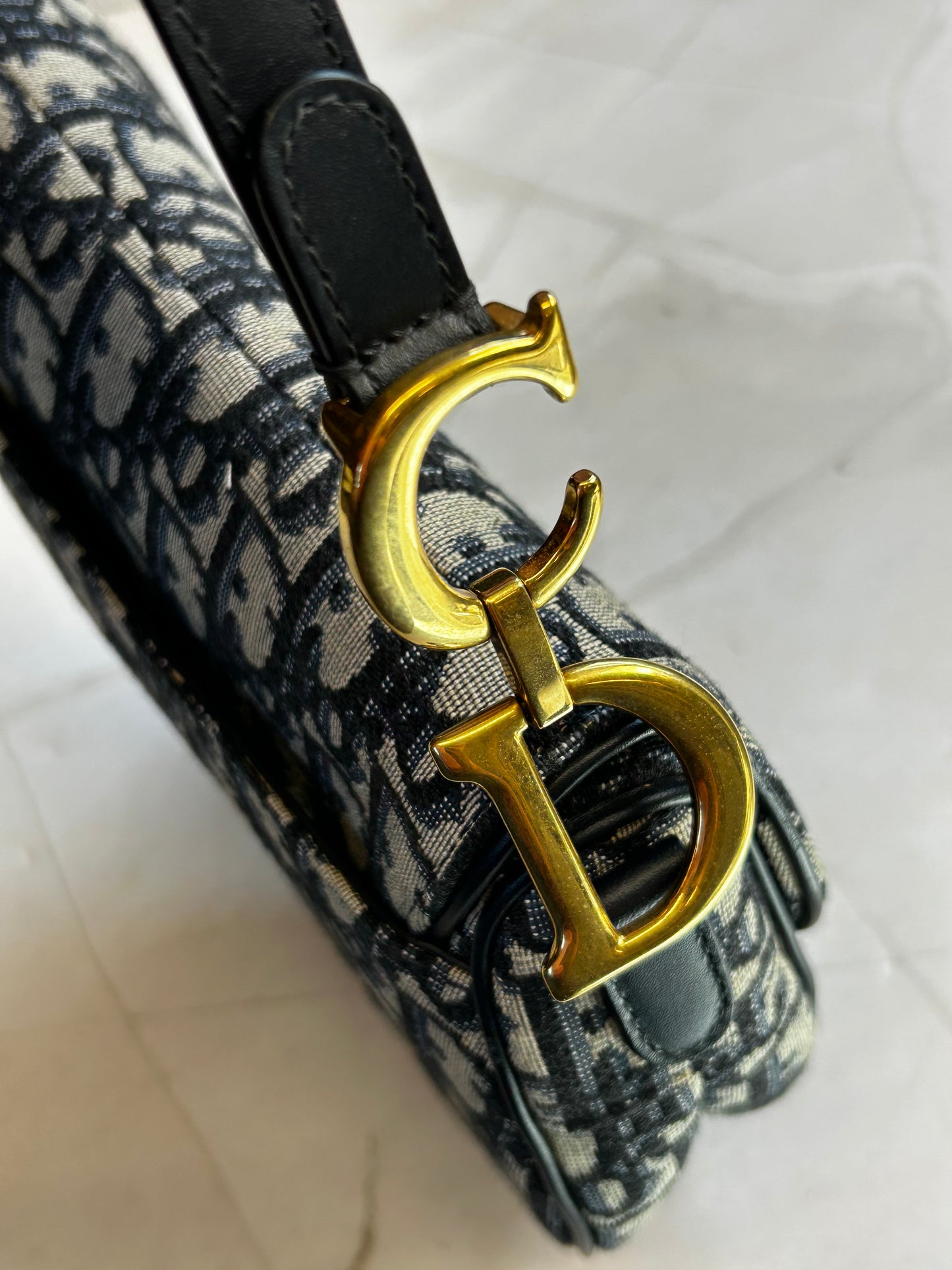 Mini Dior Saddle Bag Oblique Jacquard Black Gold Hardware