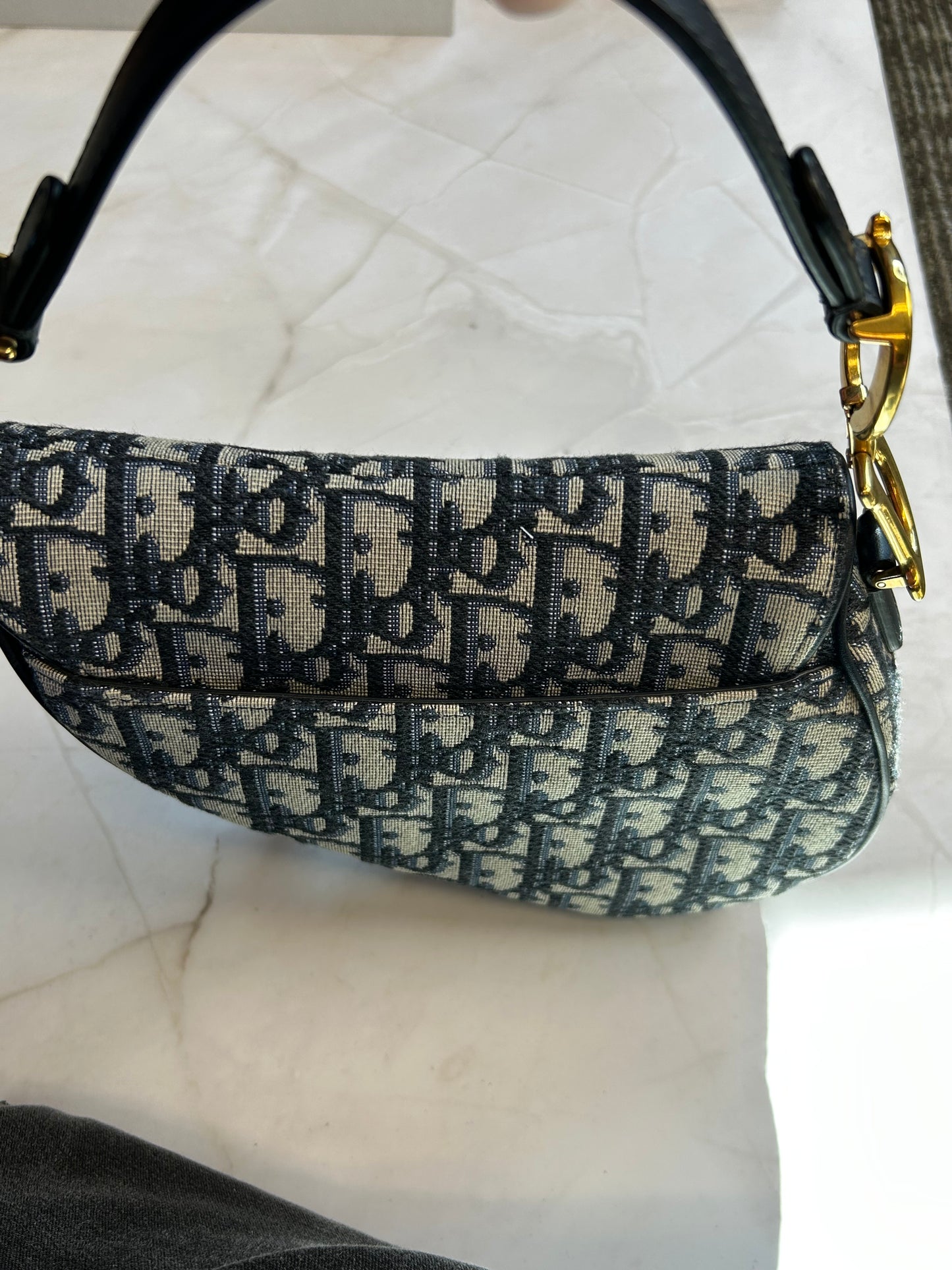 Mini Dior Saddle Bag Oblique Jacquard Black Gold Hardware