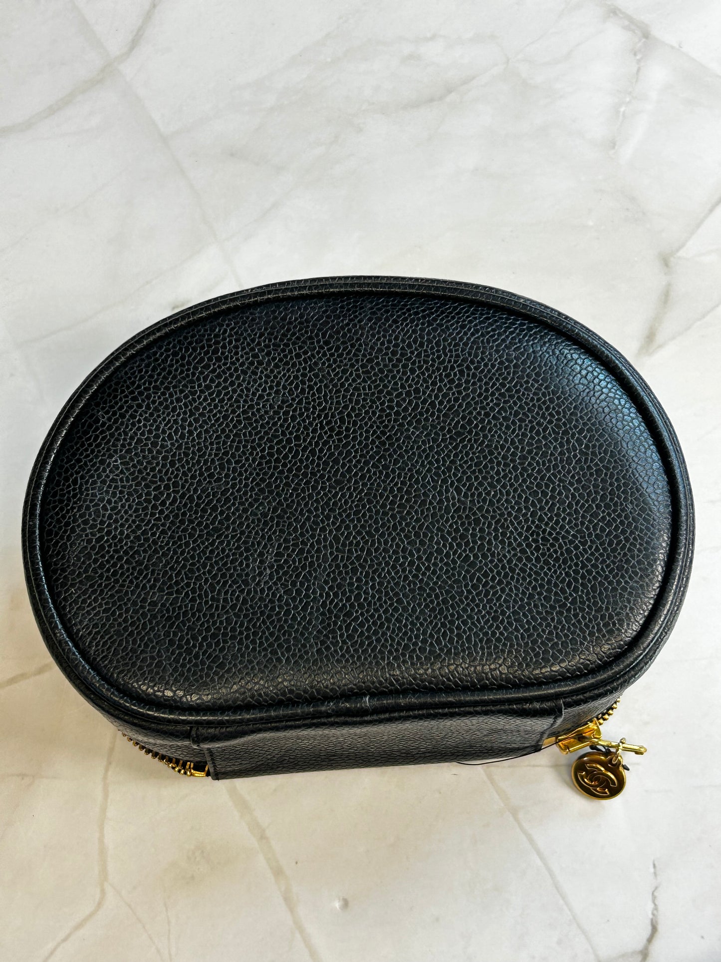 Vintage CC Vanity Case – Caviar Leather  Black  Gold Hardware