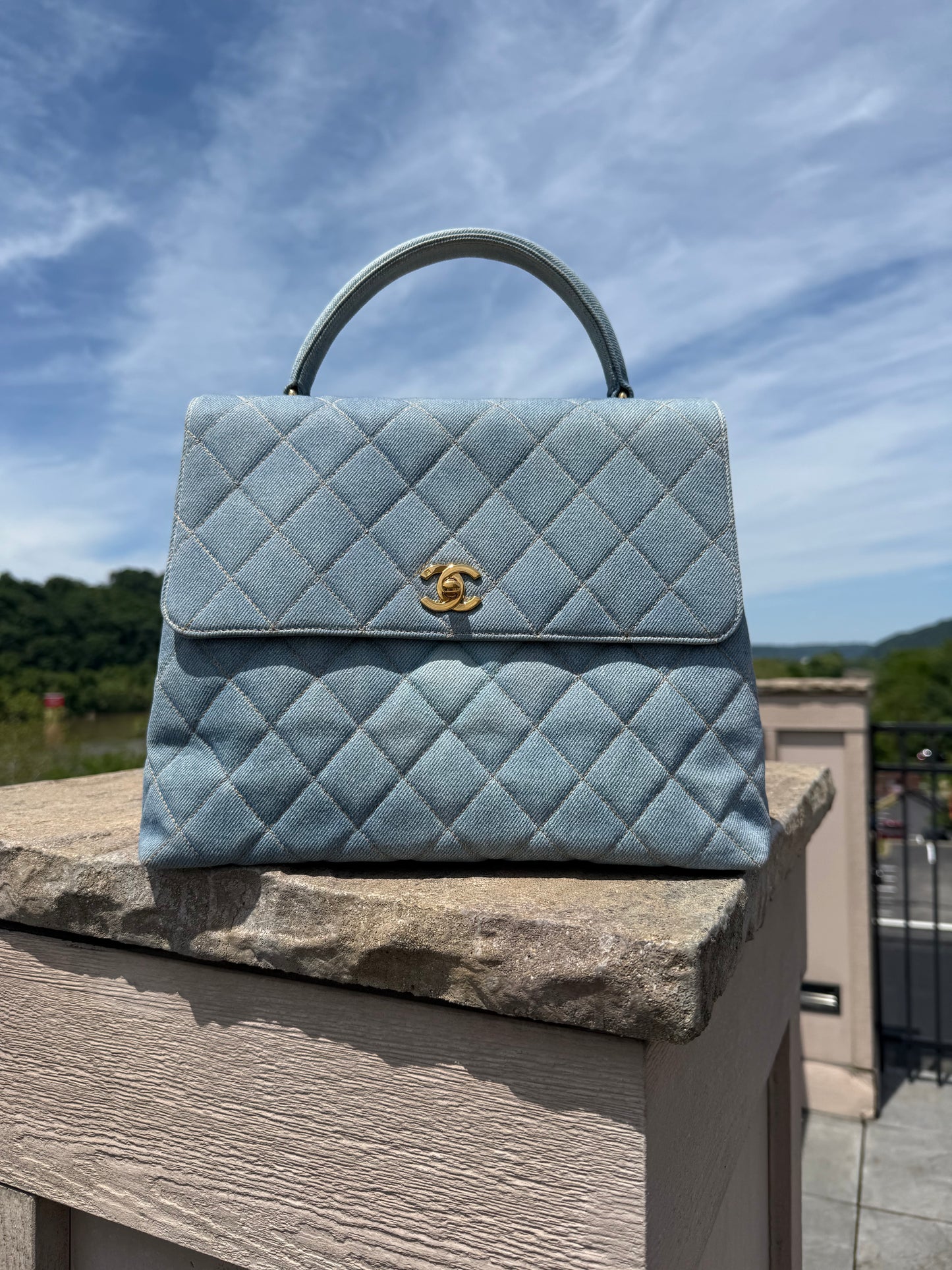CHANEL  Matelasse Kelly Handbag In Baby Blue SERIES 4