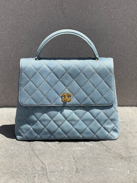 CHANEL  Matelasse Kelly Handbag In Baby Blue SERIES 4