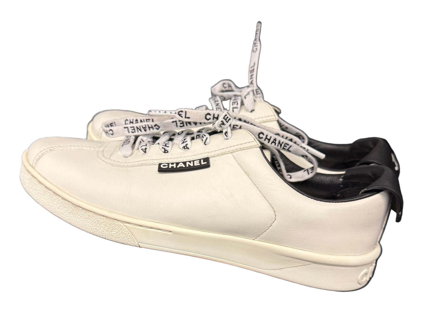 Chanel Sneakers with Logo shoelaces and CC logo on back