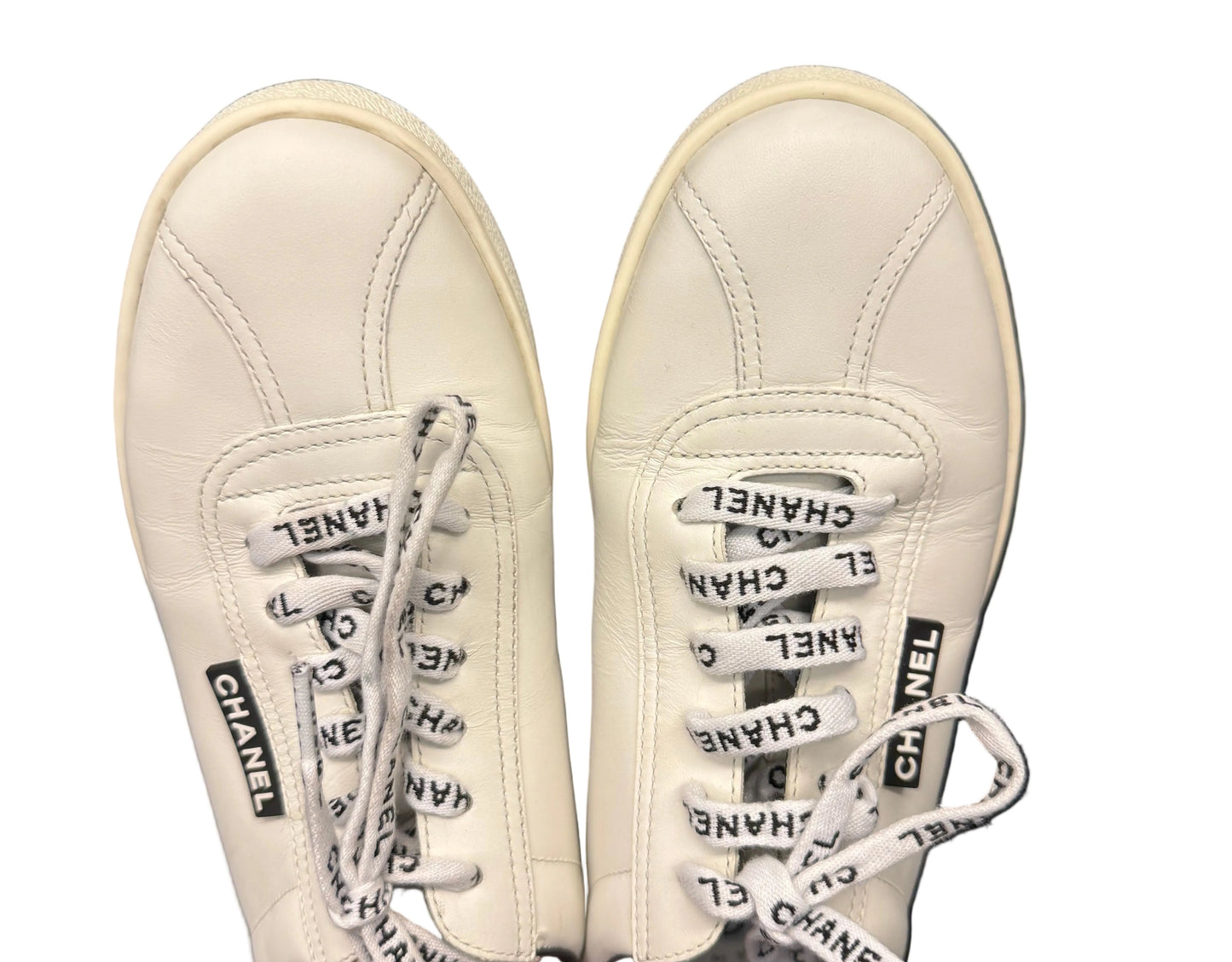 Chanel Sneakers with Logo shoelaces and CC logo on back