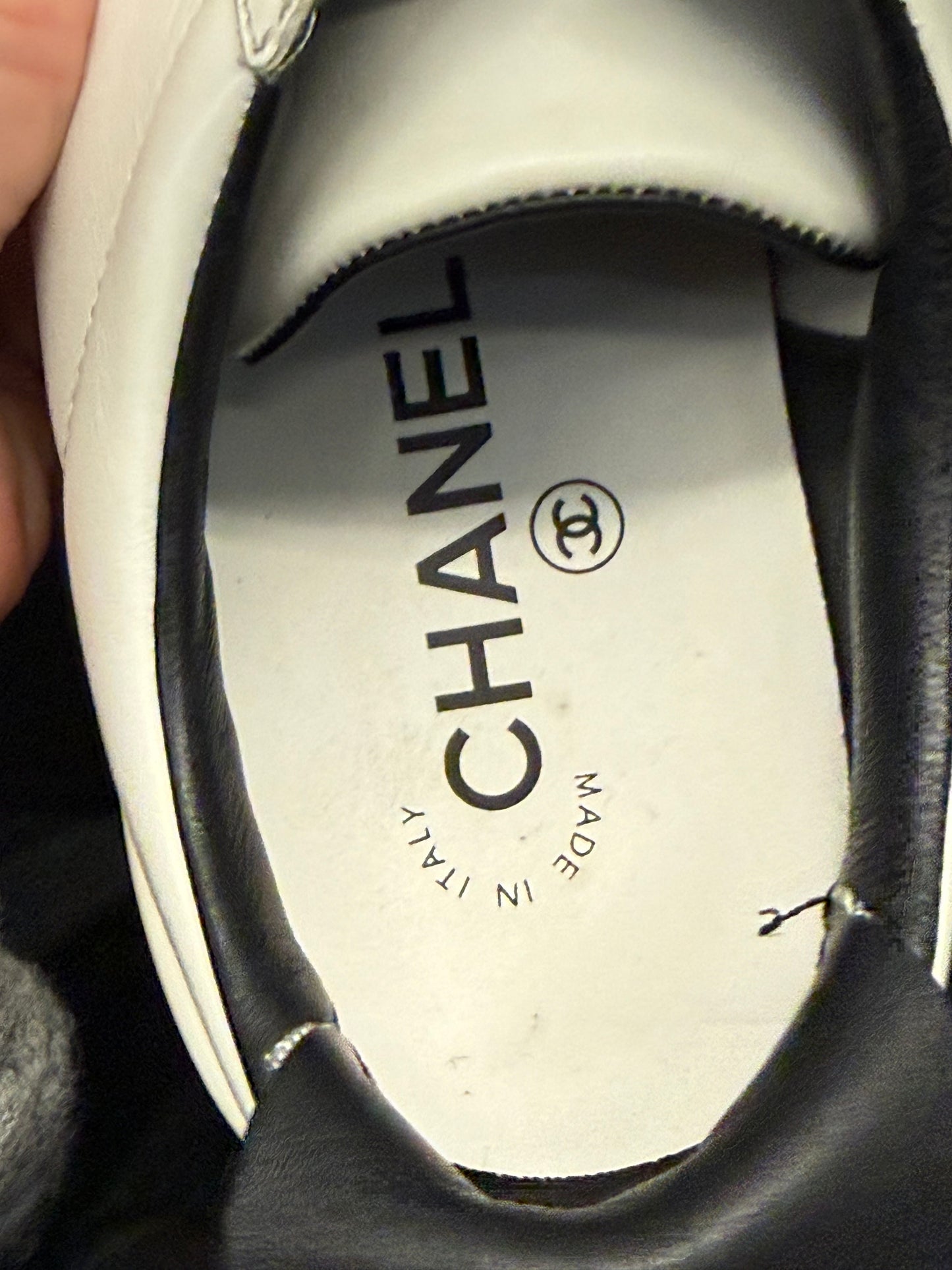 Chanel Sneakers with Logo shoelaces and CC logo on back