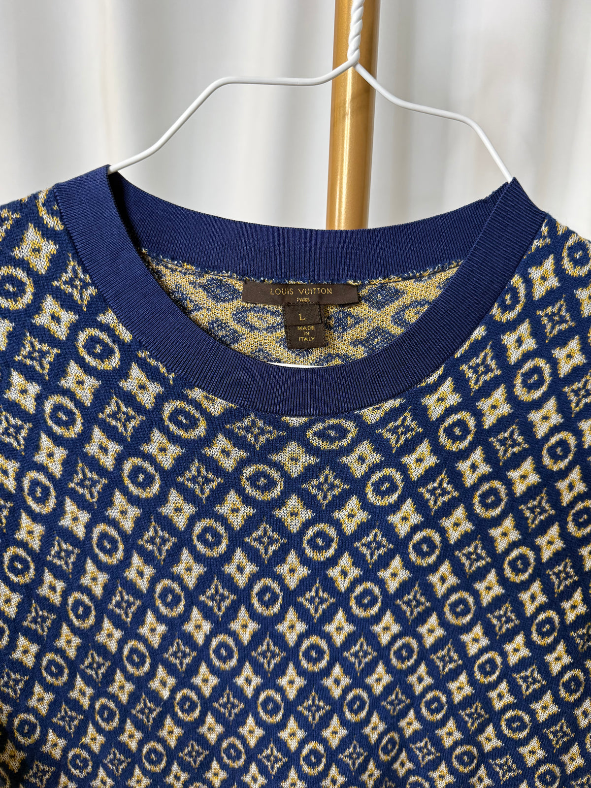LOUIS VUITTON Navy Blue Monogram Dress size L