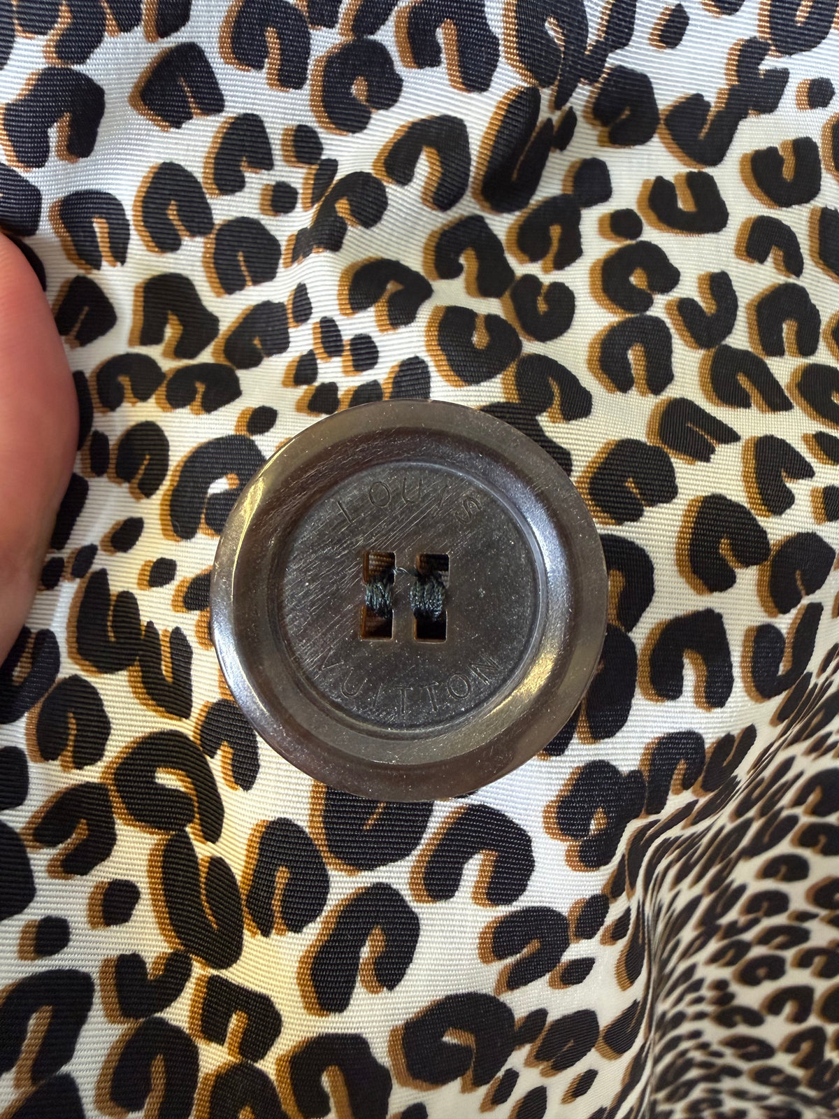 LOUIS VUITTON Vintage Nylon Trench Coat Leopard Print Brown Women's