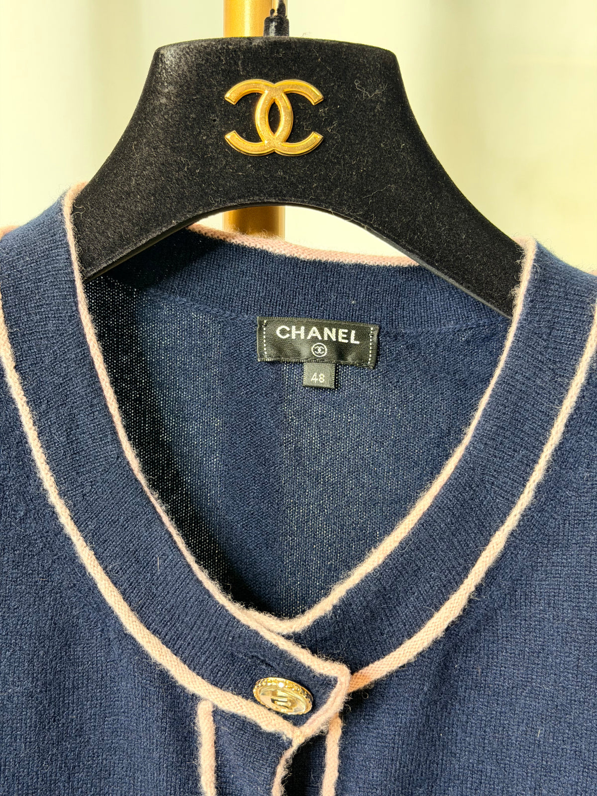 CHANEL 21P Runway 100% cashmere No. 5 button cardigans FR48
