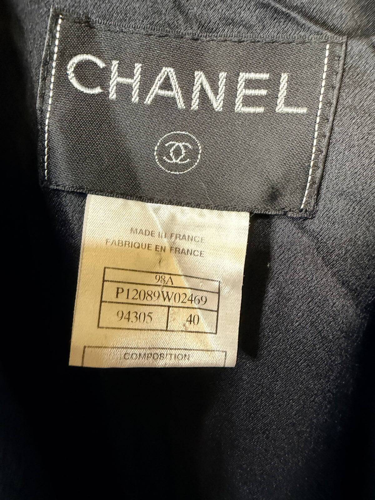 Chanel 98A (1998 Autumn/Fall Collection) Double-Breasted Long Coat in black fr 40
