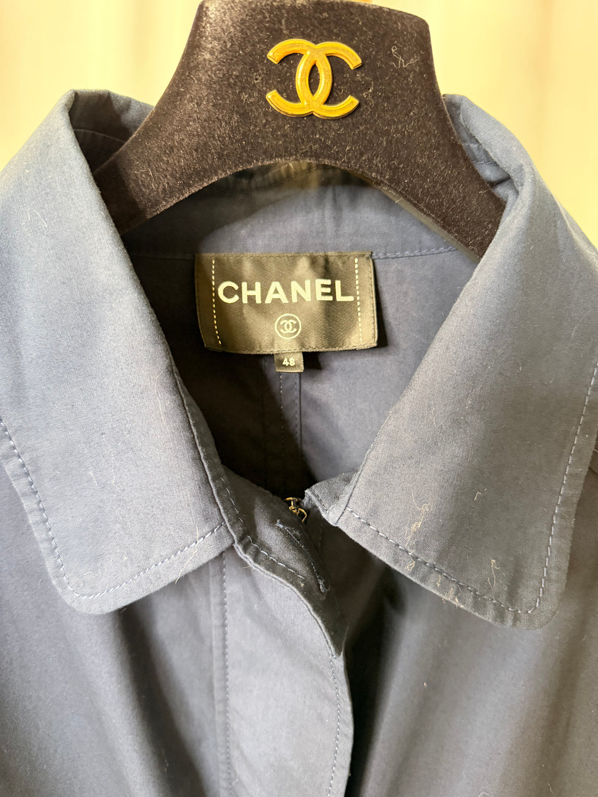 Chanel 2018 Cotton Layered Drawstring Coat Fr 48