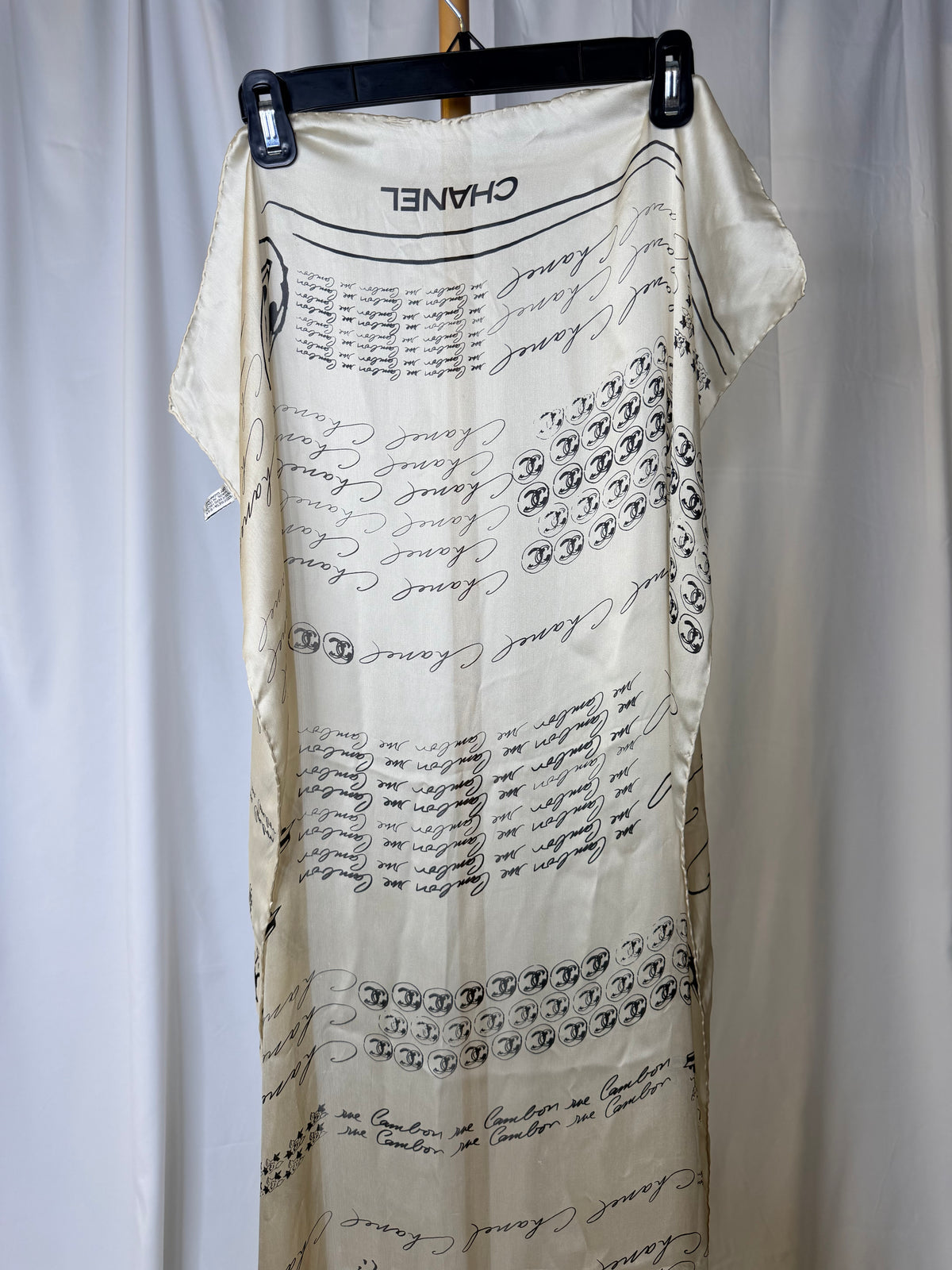 Chanel Silk Logo Scarf cream