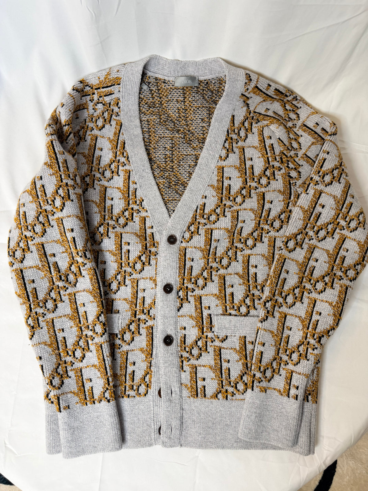 DIOR MEN Oblique Jacquard Virgin Wool Cardigan size M