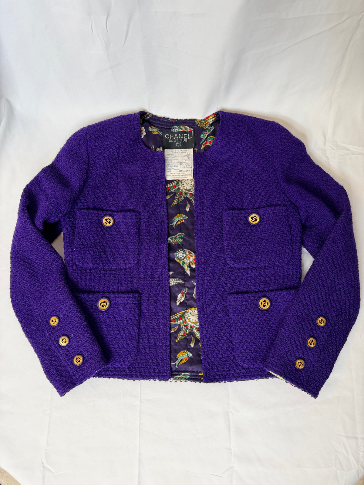 Chanel 1991 Rare clock motif fall winter collection blazer fr 38