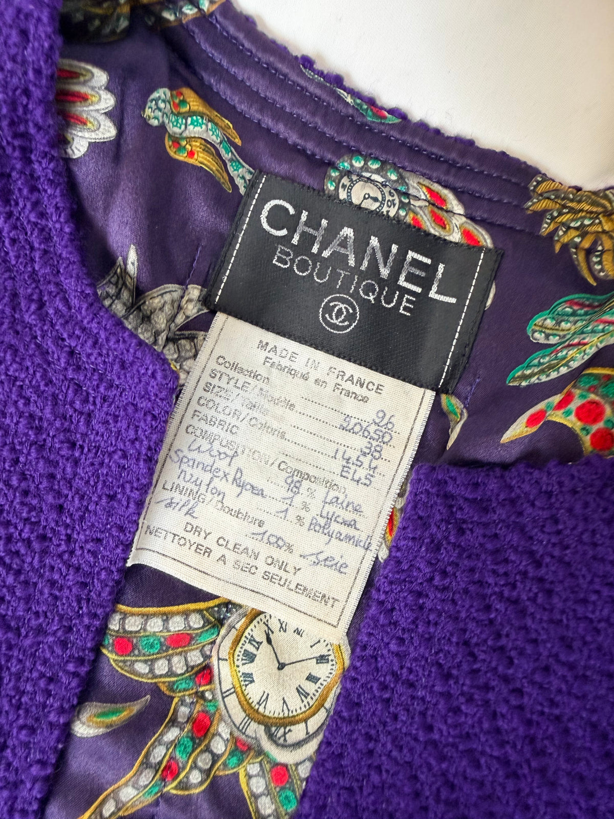 Chanel 1991 Rare clock motif fall winter collection blazer fr 38