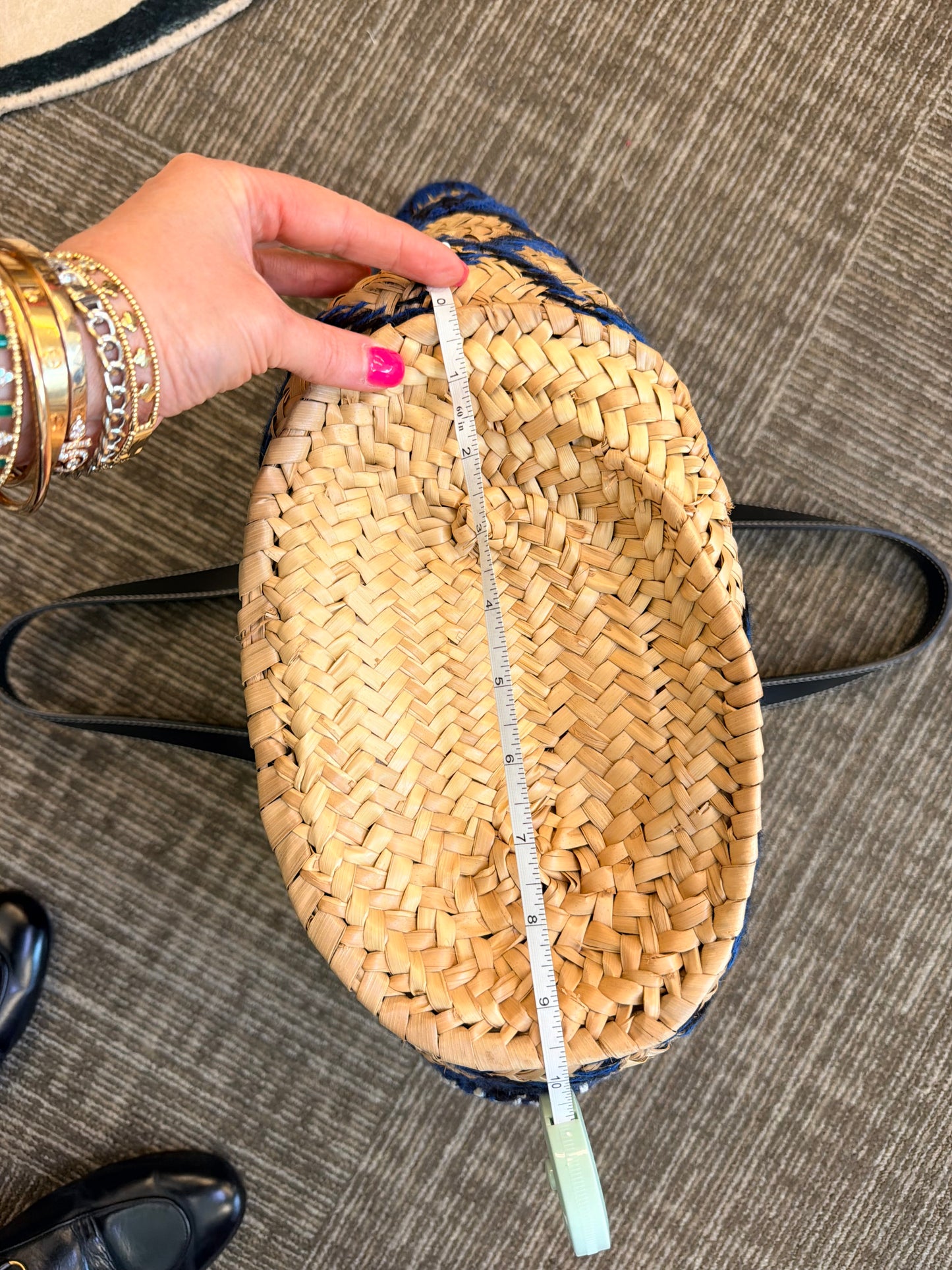 Loewe Tote in Neutral Raffia with Embroidered Accents